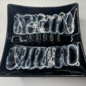 Mid century modern MCM black large 10.5” ashtray ash tray Royal Haeger